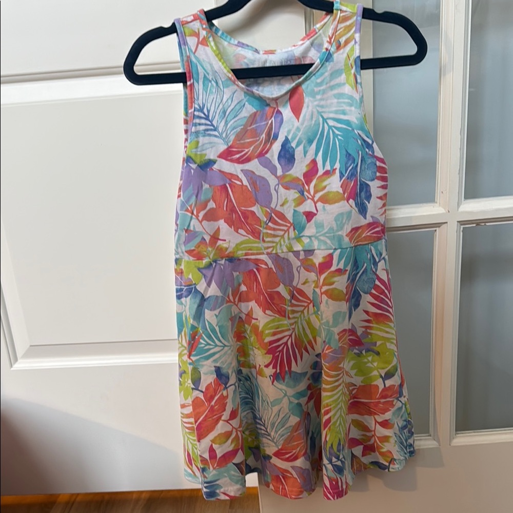Colorful Leaf/Tropical Sleeveless Dress
